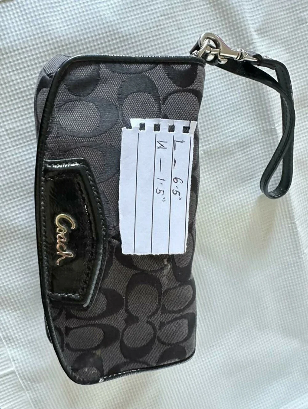 COACH RARE-VINTAGE Ashley Women's Black CC Canvas Flap & Snap Clutch Wristlet